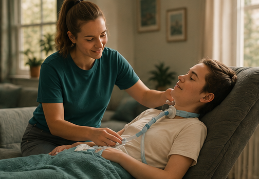 Support worker providing specialist clinical support at home